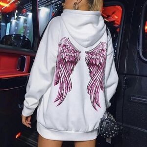 SOLD🚫White Hoodie Angel Wings Dress